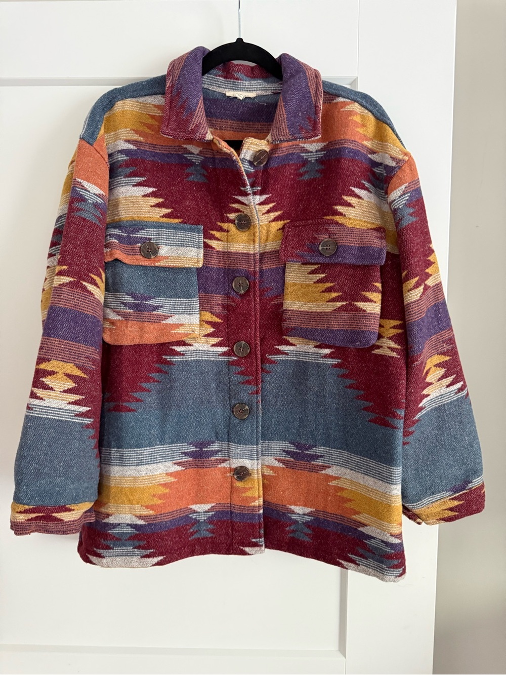 JODIFL Multicolor Southwestern Button-Up Jean Jacket